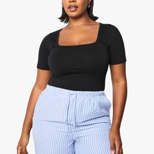Plus Cotton Square Neck Bodysuit