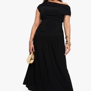 Plus Double Layer Ruched Maxi Dress