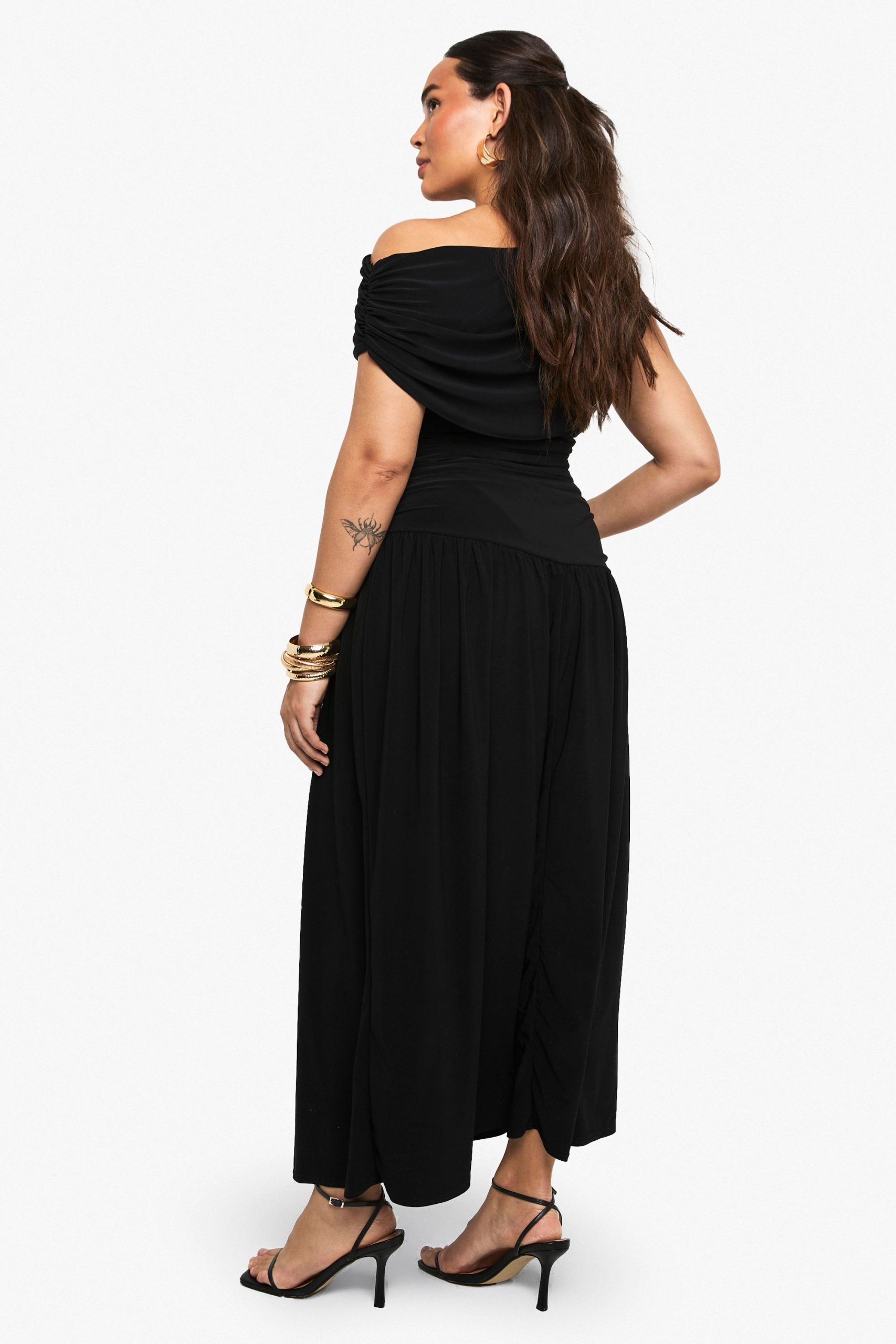 Plus Double Layer Ruched Maxi Dress - Image 3