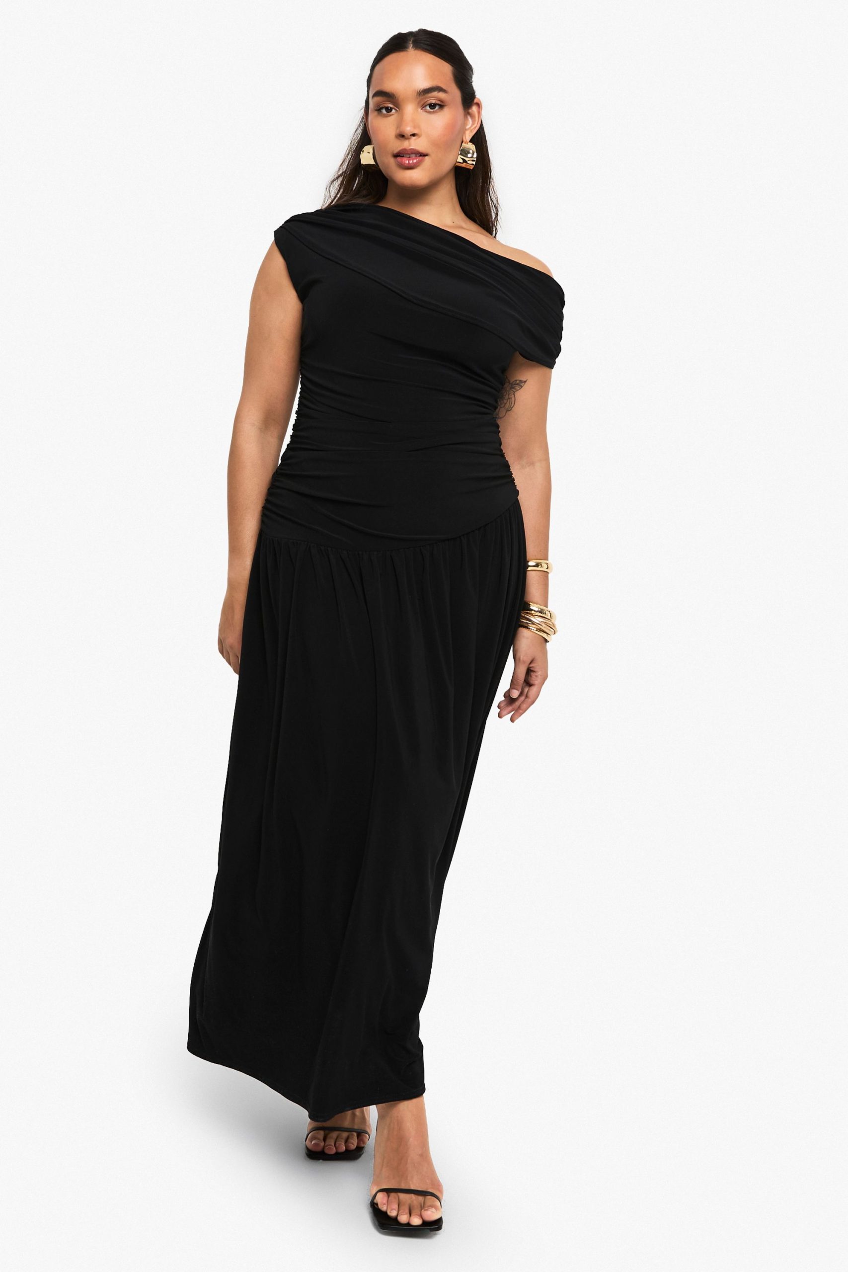 Plus Double Layer Ruched Maxi Dress - Image 4