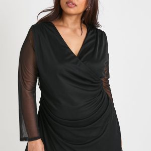 plus mesh wrap mini dress