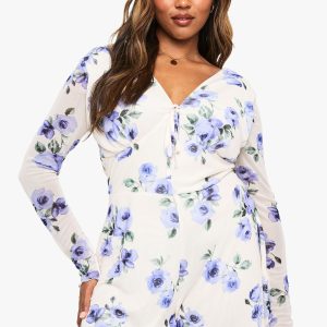 Plus Floral Mesh Flippy Playsuit