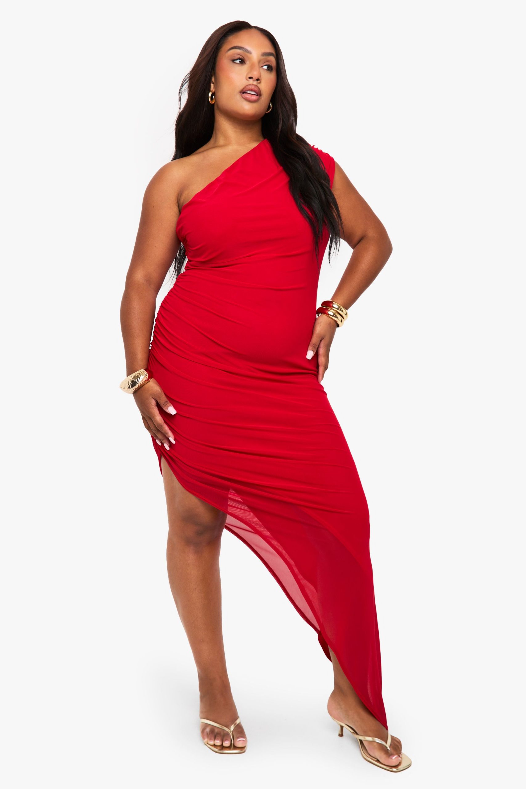 plus draped mesh maxi dress - Image 3