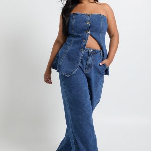 Plus Mid Rise Wide Leg Jean