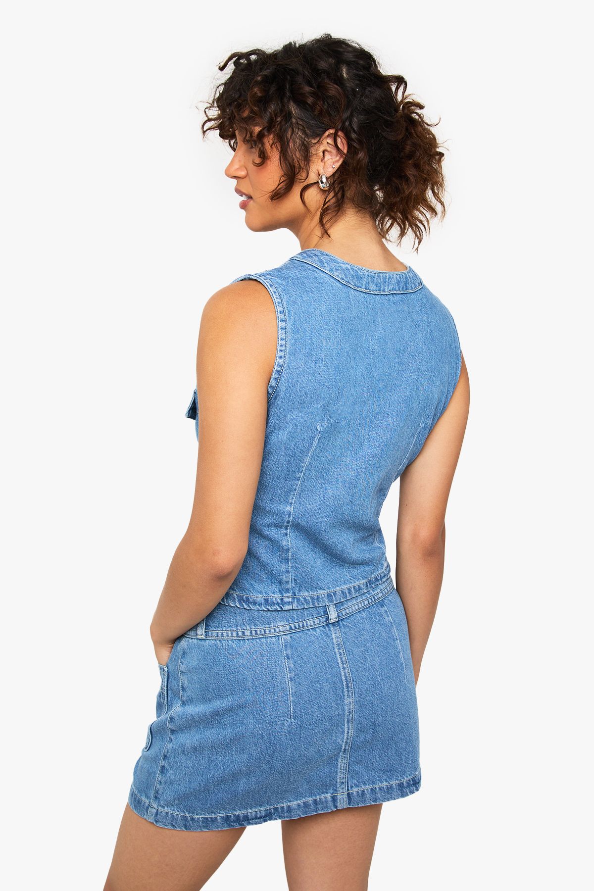 Button Down Denim Waistcoat - Image 2