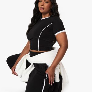 Plus Piping Detail T-Shirt and Straight Leg Jogger Set