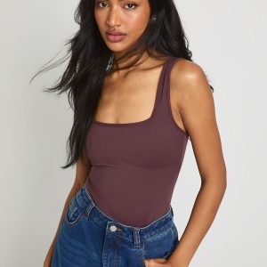 Peached Sculpt Scoop Neck Sleeveless Bodysuit With Removable Padding