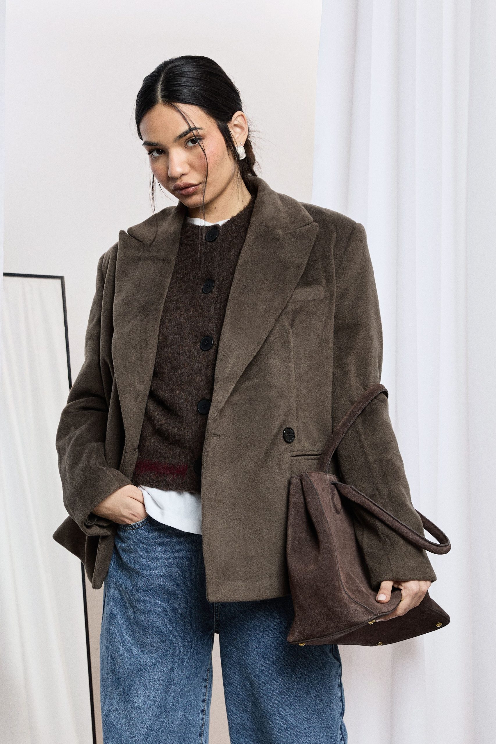 Tailored Wool Look Blazer
