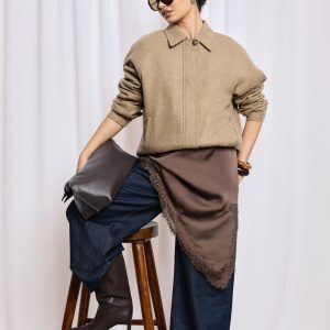 Wool Blend Zip Front Jacket