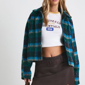 Oversized Check Wool Look Coat