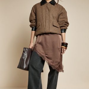 Oversized Check Wool Look Bomber Jacket