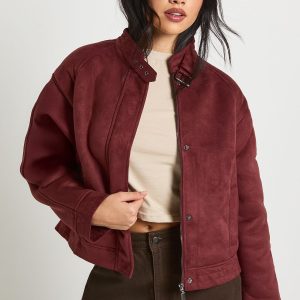Faux Suede Aviator Jacket