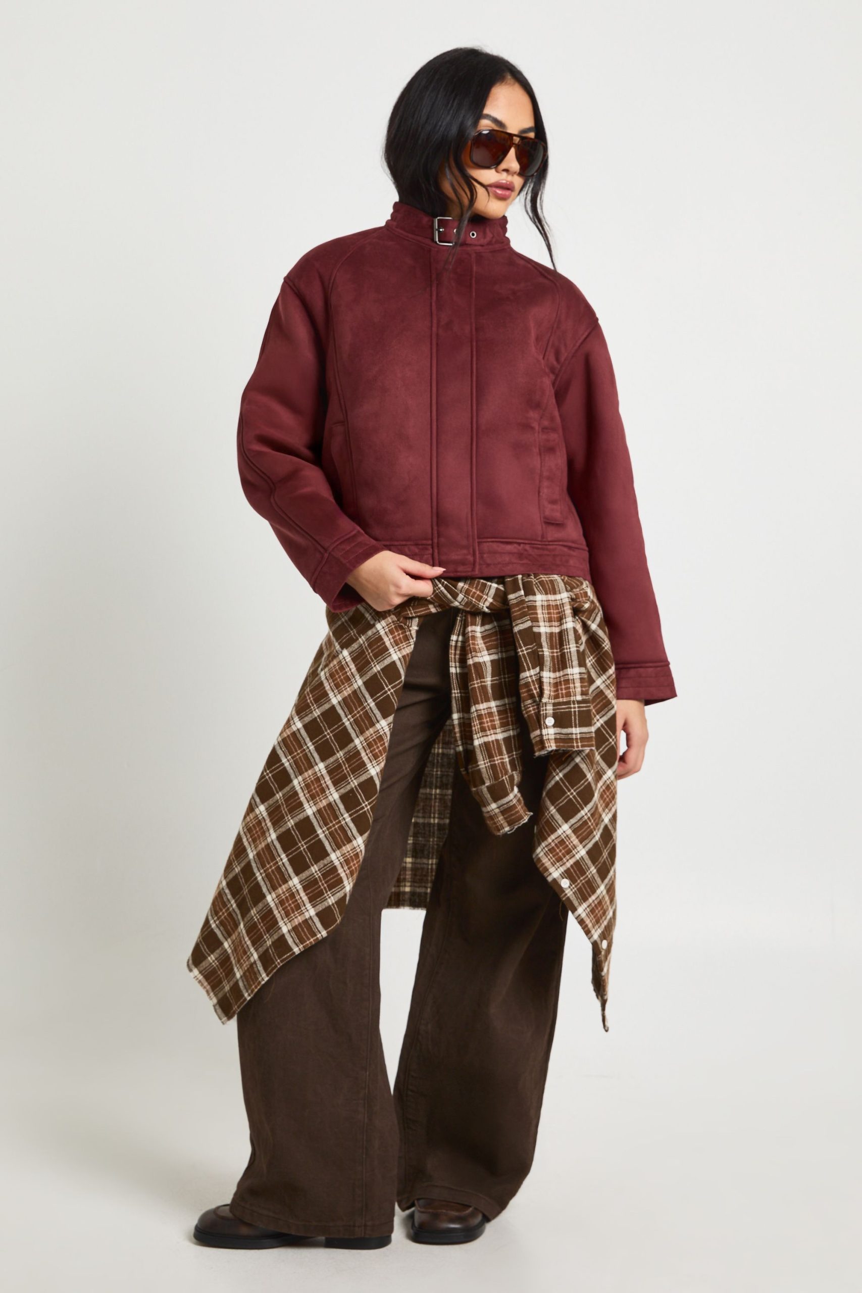 Faux Suede Aviator Jacket - Image 3