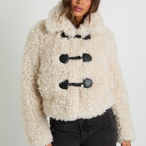 Shaggy Faux Fur Toggle Front Coat