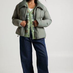 Contrast Rib Collar Puffer Jacket