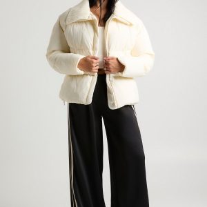 Contrast Rib Collar Puffer Jacket