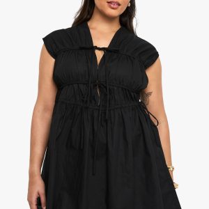 Plus Tie Front Skater Dress