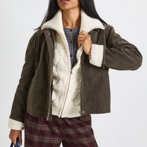 Faux Suede Collared Jacket