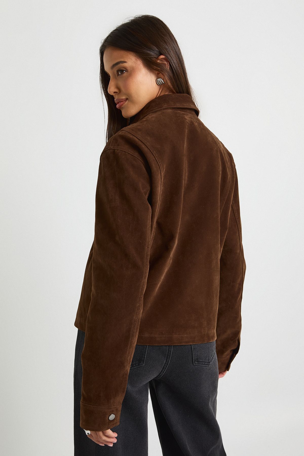 Faux Suede Collared Jacket - Image 2