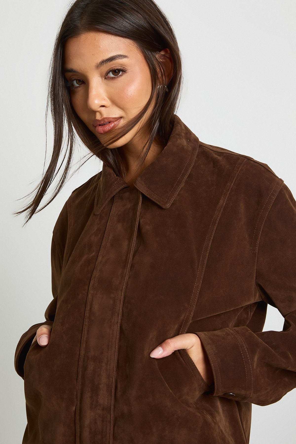 Faux Suede Collared Jacket - Image 4