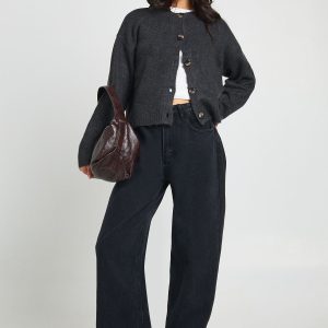 Crew Neck Soft Knit Knitted Cardigan