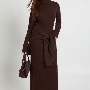 Roll Neck Super Soft Knitted Maxi Dress