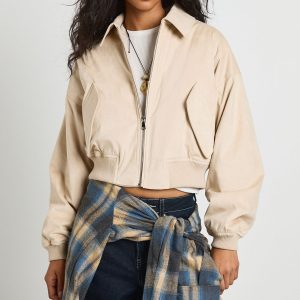 Faux Suede Bomber Jacket