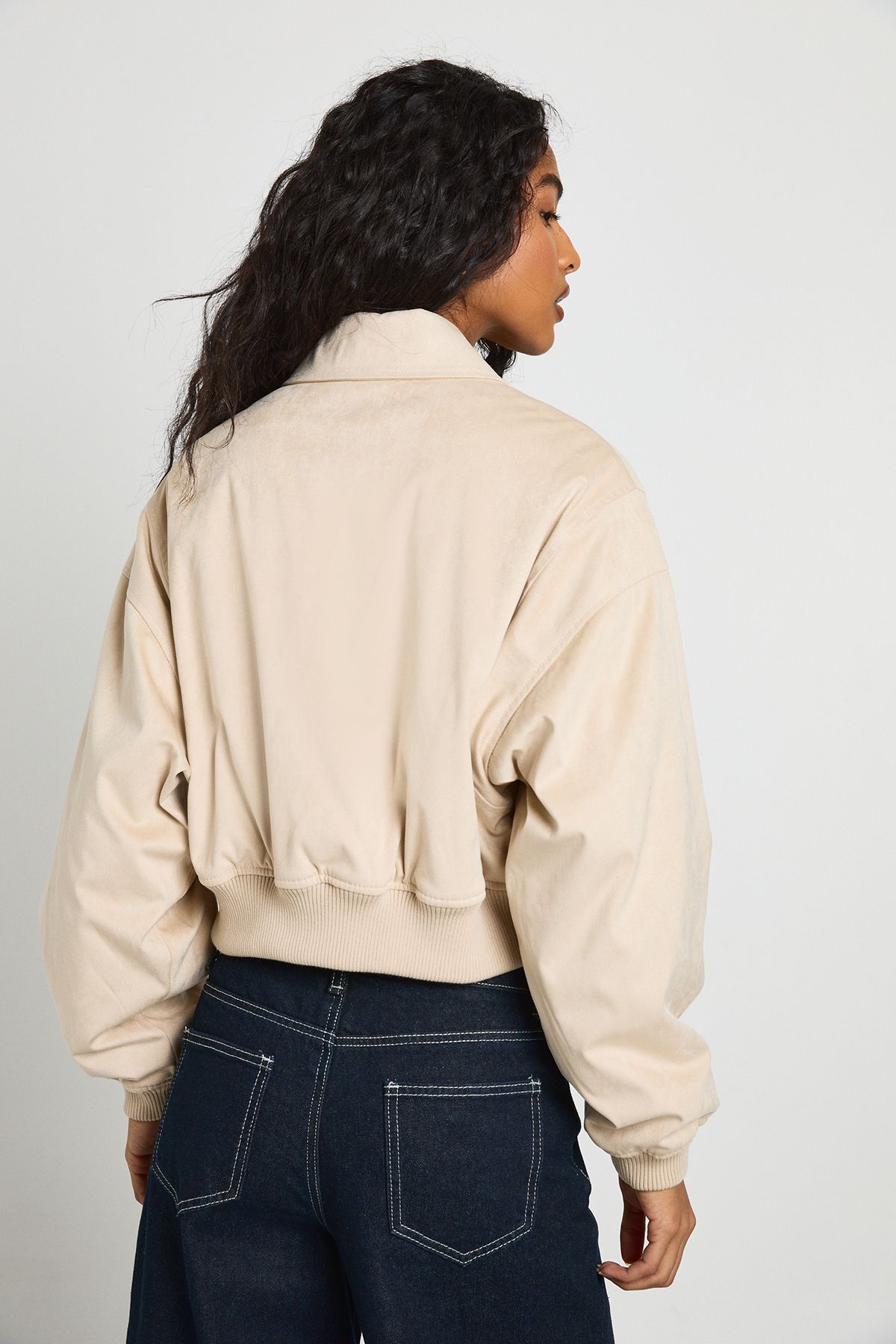 Faux Suede Bomber Jacket - Image 2