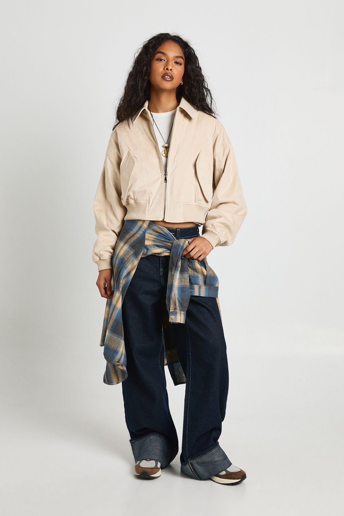 Faux Suede Bomber Jacket - Image 3