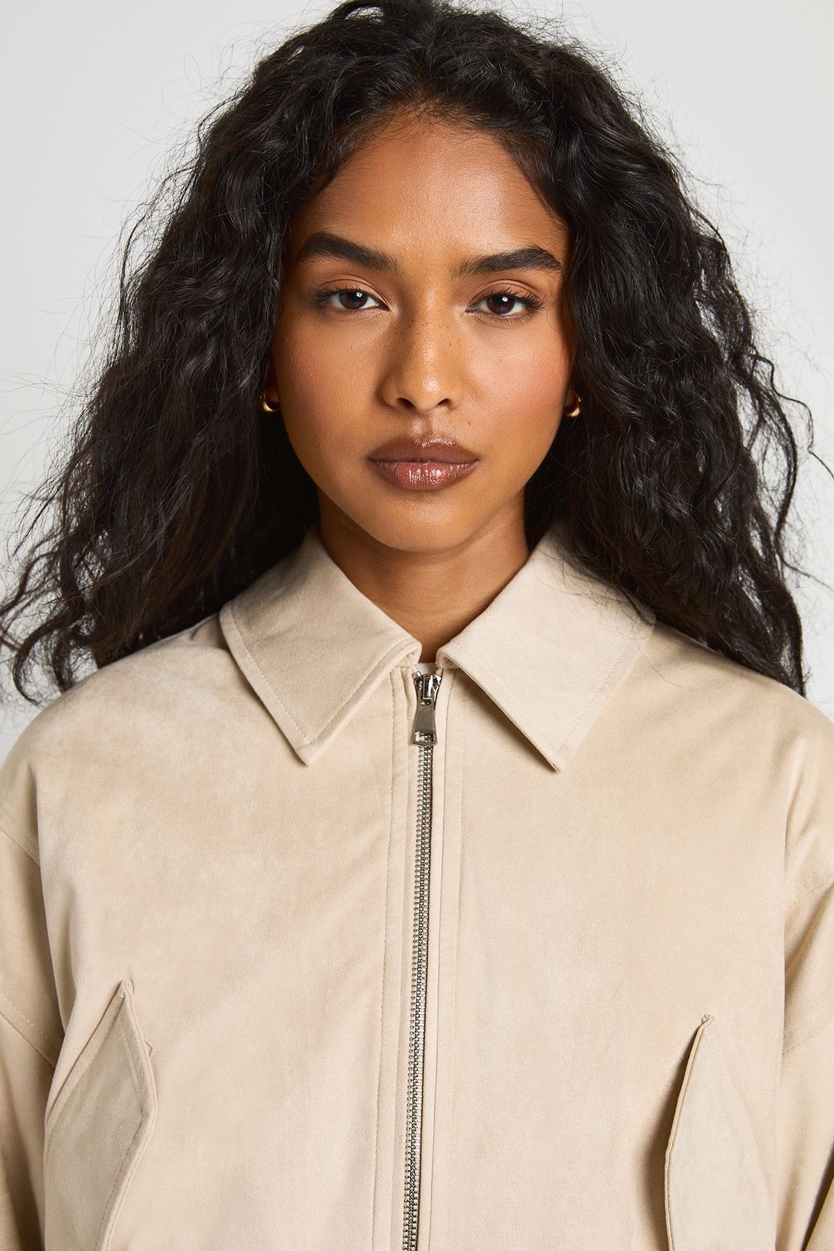 Faux Suede Bomber Jacket - Image 4