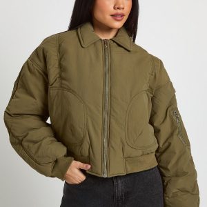 Ruched Sleeve Bomber Jacket