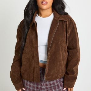 Plus Suede Button Down Jacket