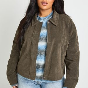 Plus Suede Collared Jacket