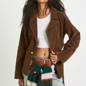 Short Belted Faux Suede Trench Coat