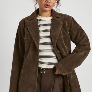 Suede Look Cinched Blazer