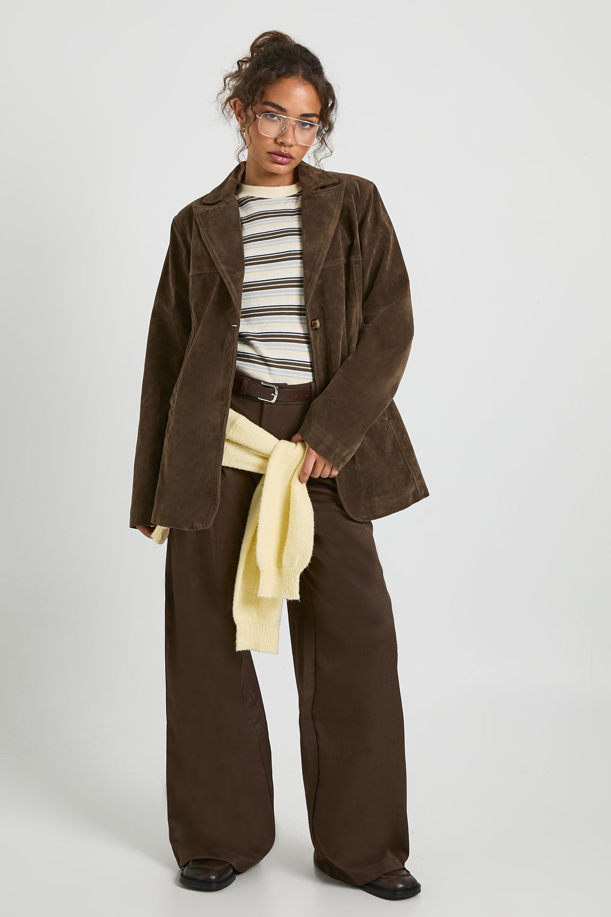 Suede Look Cinched Blazer - Image 3