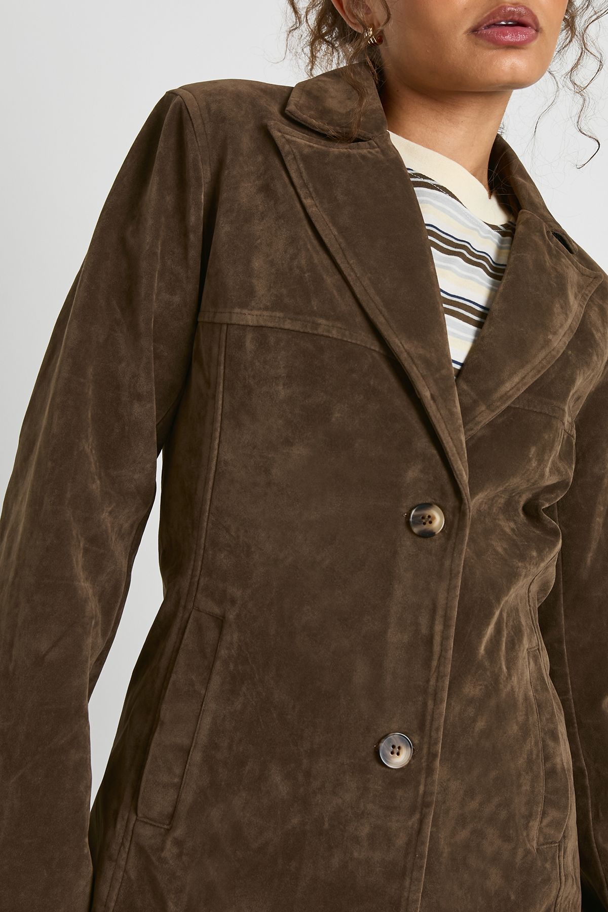 Suede Look Cinched Blazer - Image 5