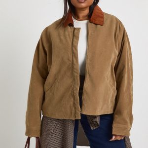 Plus Suede Collared Jacket