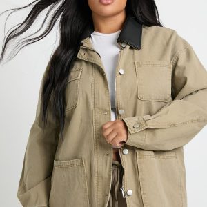 Plus Collared Oversized Jacket
