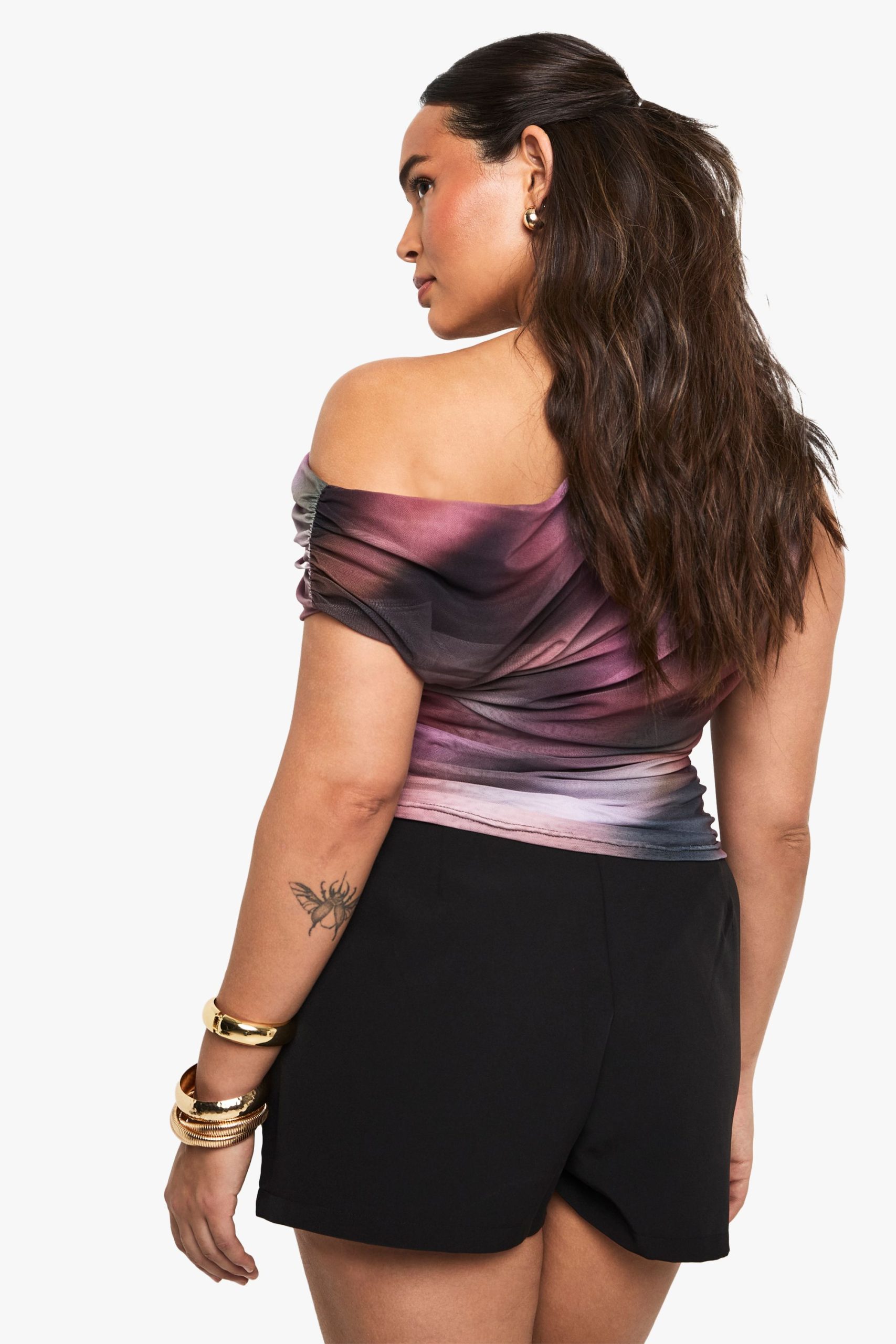 Plus Abstract Asymmetric Ruched Top - Image 2