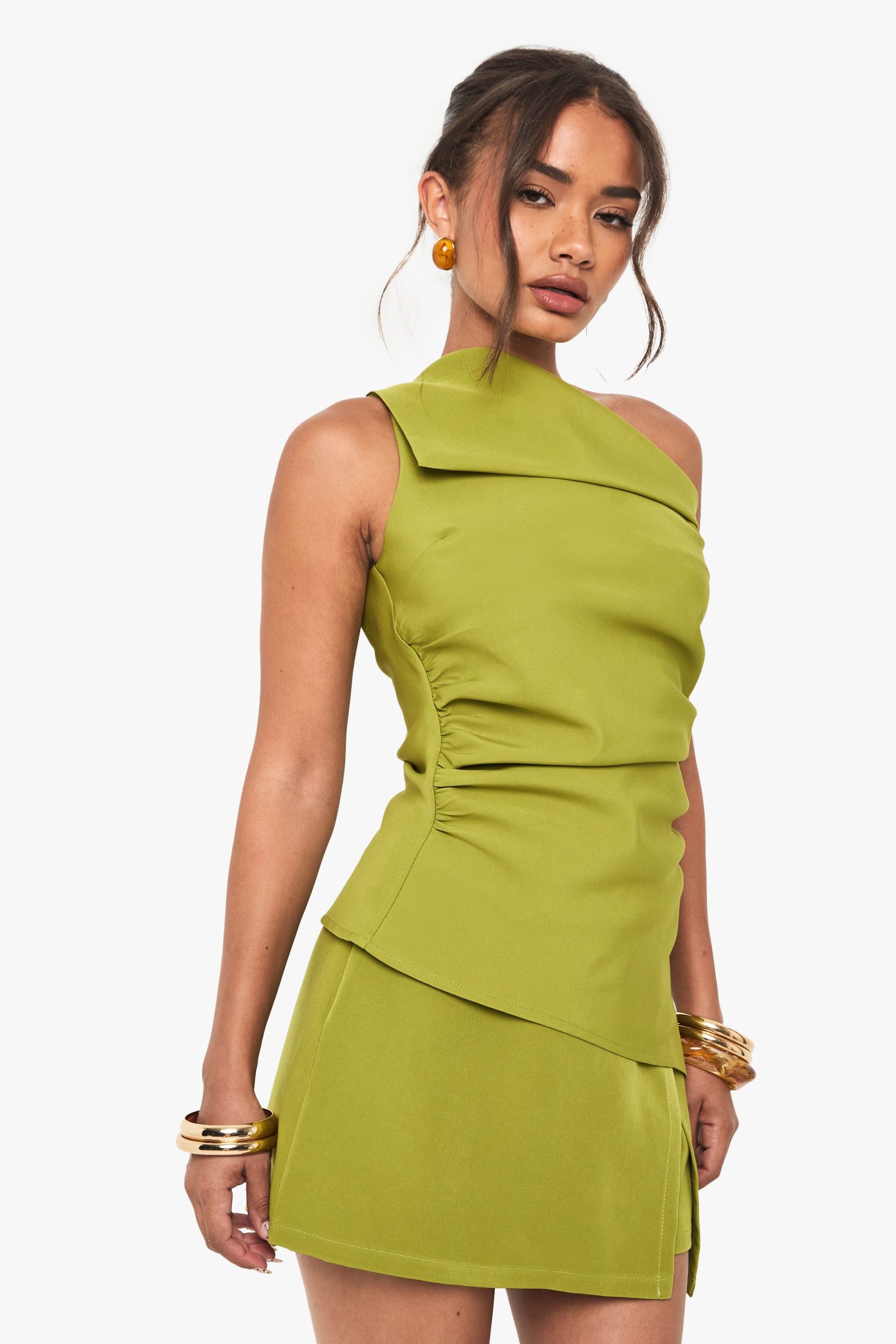 Woven Wrap Side Split Skort