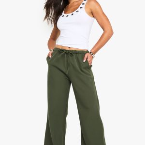 Petite Woven Elasticated Waist Straight Leg Trousers