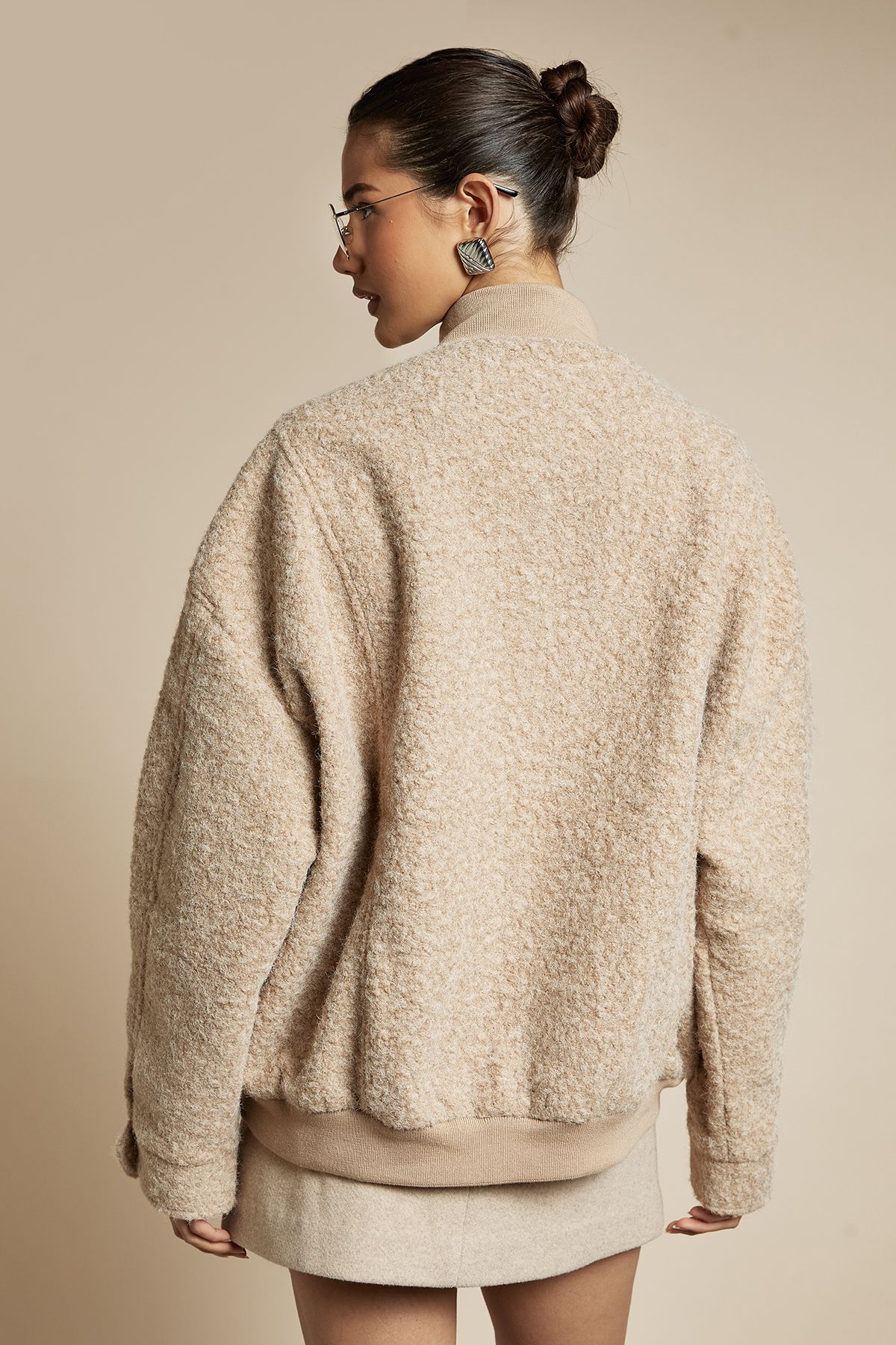 Boucle Wool Look Bomber Jacket - Image 4