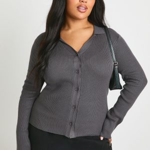 Plus Button Down Cardigan