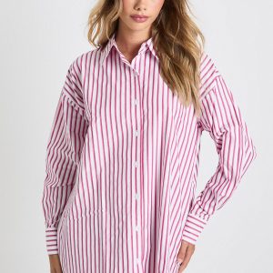 Oversized Stripe Shirt Dress