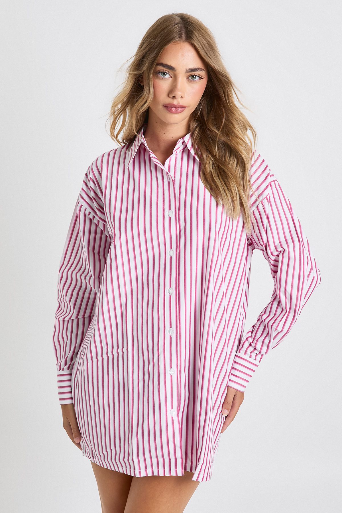 Oversized Stripe Shirt Dress