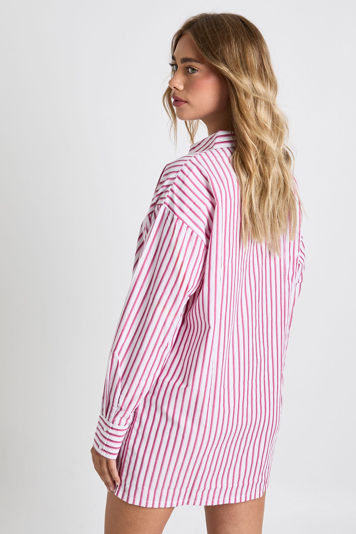 Oversized Stripe Shirt Dress - Image 2