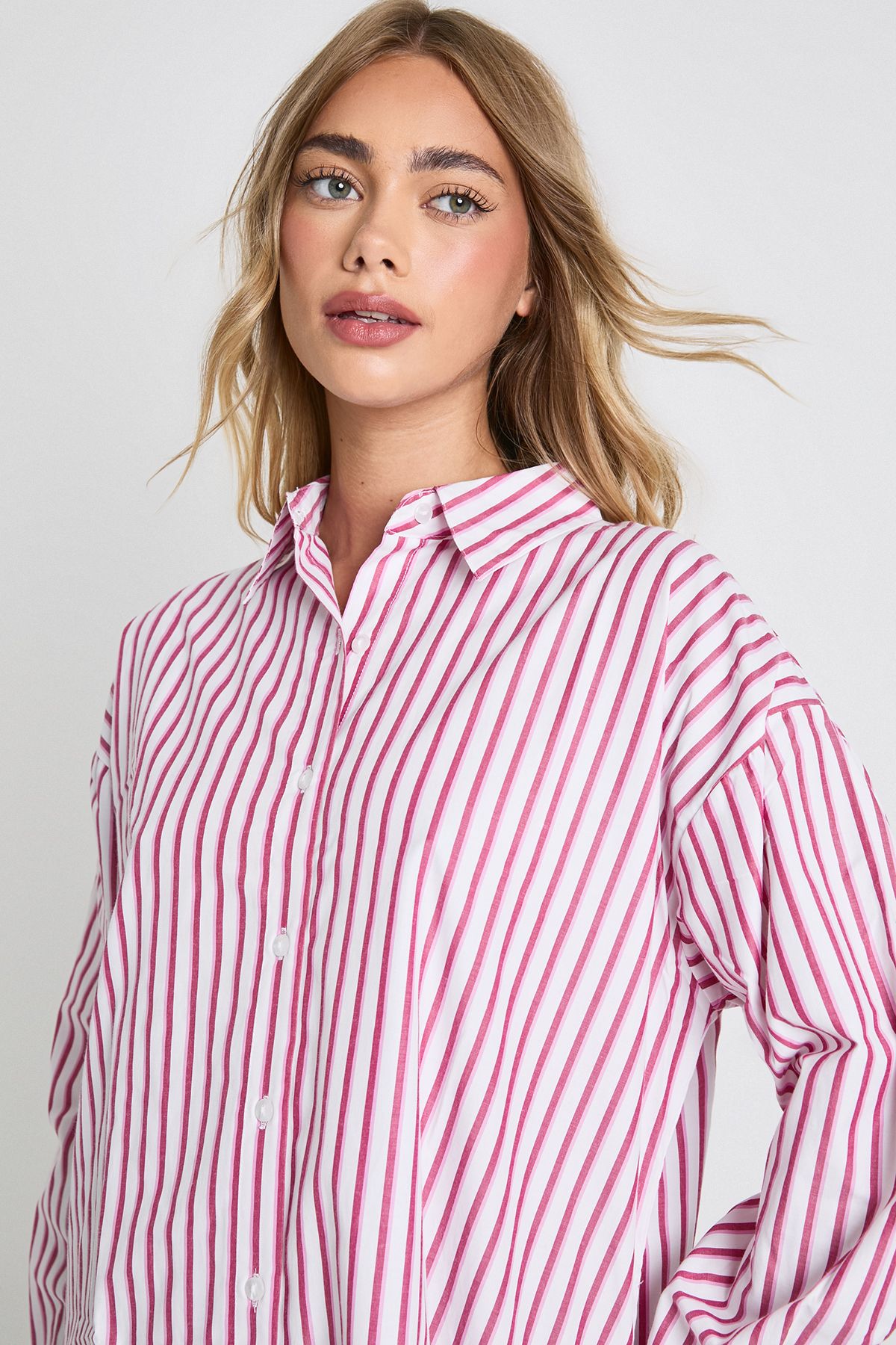 Oversized Stripe Shirt Dress - Image 4