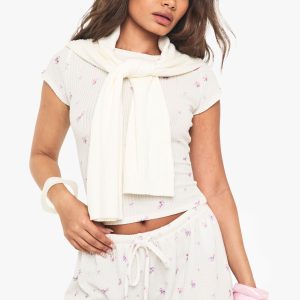 Ditsy Waffle Crew Neck Fitted T-shirt