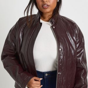 Plus Faux Leather Oversized Jacket